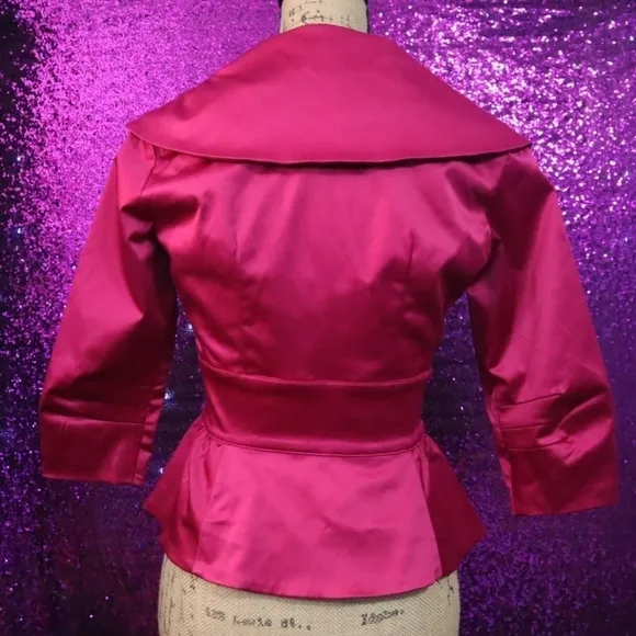 SATIN JACKET 2 Hot Pink Trashy Diva Courtney Pin Up Formal Retro Fuchsia Wedding
