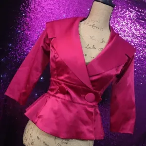 SATIN JACKET 2 Hot Pink Trashy Diva Courtney Pin Up Formal Retro Fuchsia Wedding
