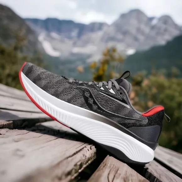 Saucony Echelon 9 Charcoal Red Running Race Shoes S20765 Mens 9.5 Fast Ship