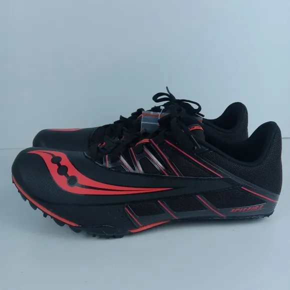 Saucony Spitfire 4 Shoes Mens 10 Red Black Track Field Spikes Athletic S29034-3