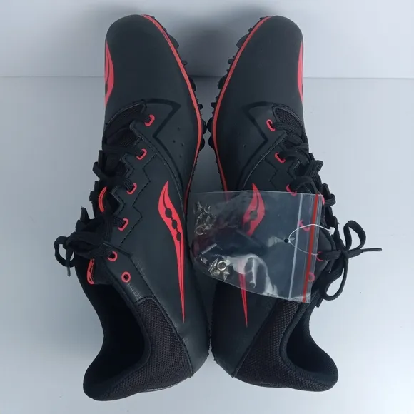 Saucony Spitfire 4 Shoes Mens 10 Red Black Track Field Spikes Athletic S29034-3