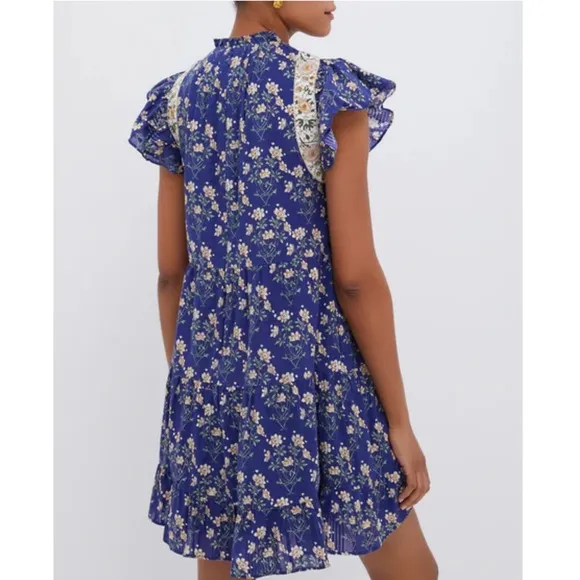 SEA NEW YORK Exclusive Blue Elizabeth Print Mini Flutter Sleeve Dress