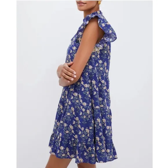 SEA NEW YORK Exclusive Blue Elizabeth Print Mini Flutter Sleeve Dress