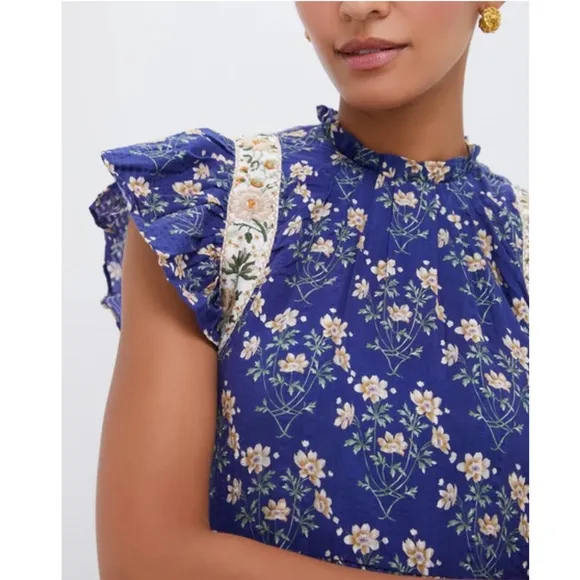 SEA NEW YORK Exclusive Blue Elizabeth Print Mini Flutter Sleeve Dress
