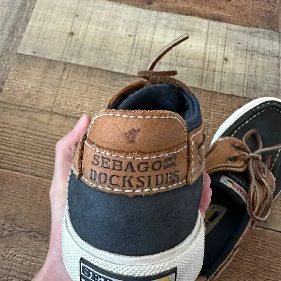 Sebago Docksides Men's Brown/Black Slip On Boat Shoes Size 6
