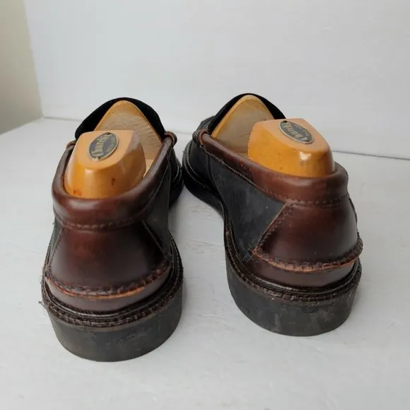 Sebago Mens Shoes Penny Loafers Navy Blue Canvas Brown Leather 10 M w Stretchers