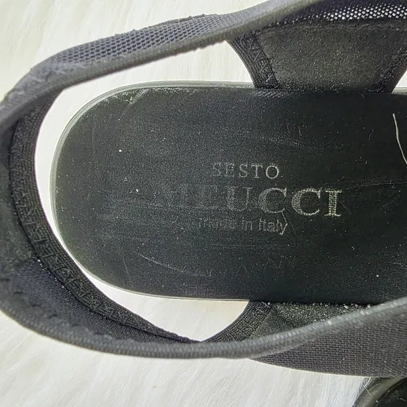 Sesto Meucci Made In Italy  Leather Black Strappy Sandals Size 8.5