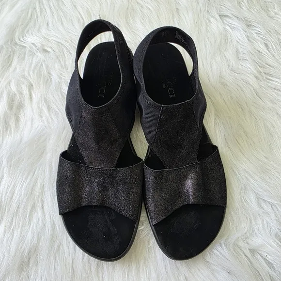 Sesto Meucci Made In Italy  Leather Black Strappy Sandals Size 8.5