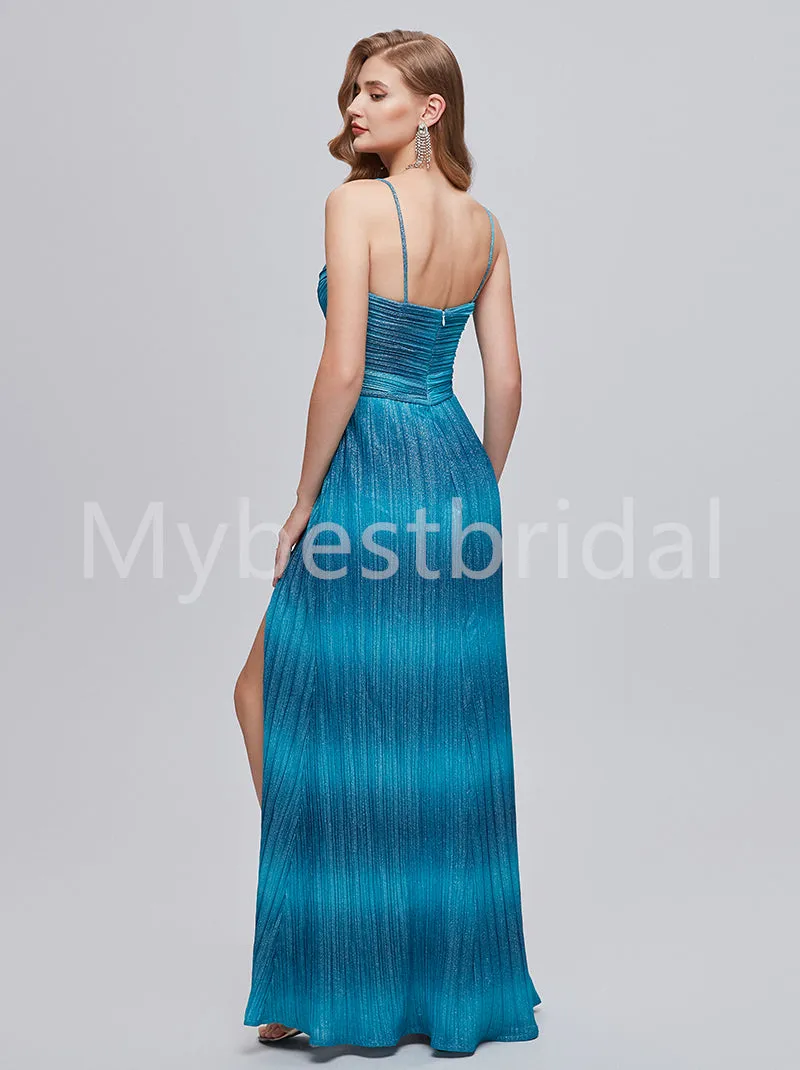 Sexy V-neck Spaghetti straps Side slit Mermaid Prom Dresses,PDS0515