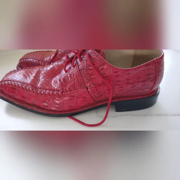 SIO Limited Edition Red Faux Crocodile/Snakeskin Pattern Men's Dress Shoes