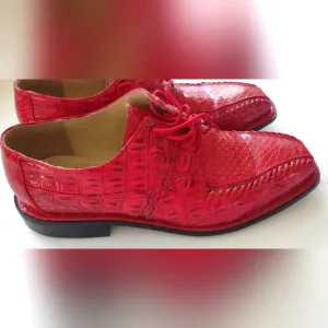 SIO Limited Edition Red Faux Crocodile/Snakeskin Pattern Men's Dress Shoes