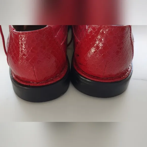 SIO Limited Edition Red Faux Crocodile/Snakeskin Pattern Men's Dress Shoes