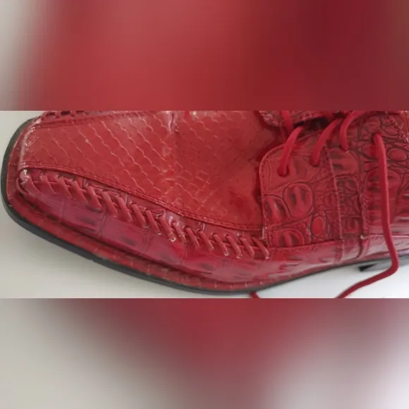 SIO Limited Edition Red Faux Crocodile/Snakeskin Pattern Men's Dress Shoes