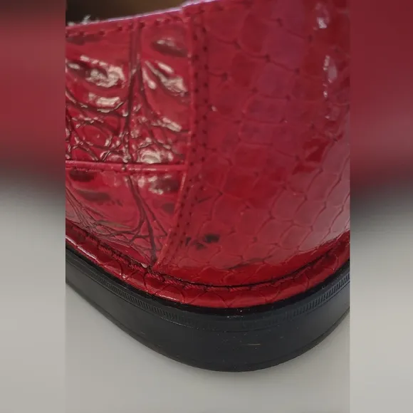 SIO Limited Edition Red Faux Crocodile/Snakeskin Pattern Men's Dress Shoes