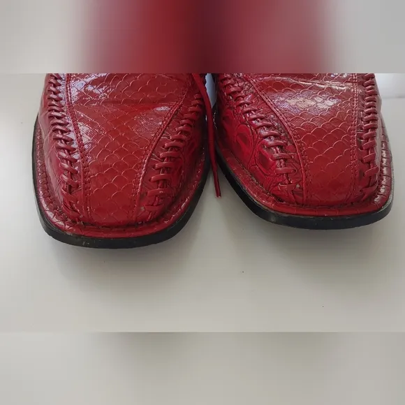 SIO Limited Edition Red Faux Crocodile/Snakeskin Pattern Men's Dress Shoes