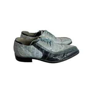 SIO Mens Alligator Print Leather Lace-Up Dress Shoes Size 10.5 Blue