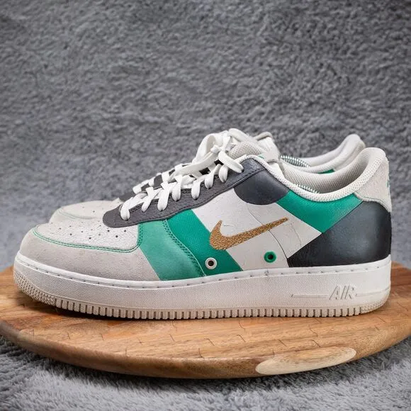 Size 12 - Nike Air Force 1 PRM Low Green Grey Suede Black Leather (CI0065-100)