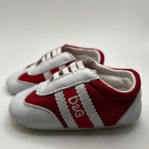 Size 3 Baby - Red and White Dolce &amp; Gabbana D&amp;G Athletic Bootie Shoes