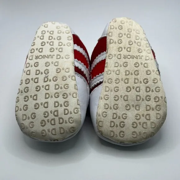 Size 3 Baby - Red and White Dolce &amp; Gabbana D&amp;G Athletic Bootie Shoes