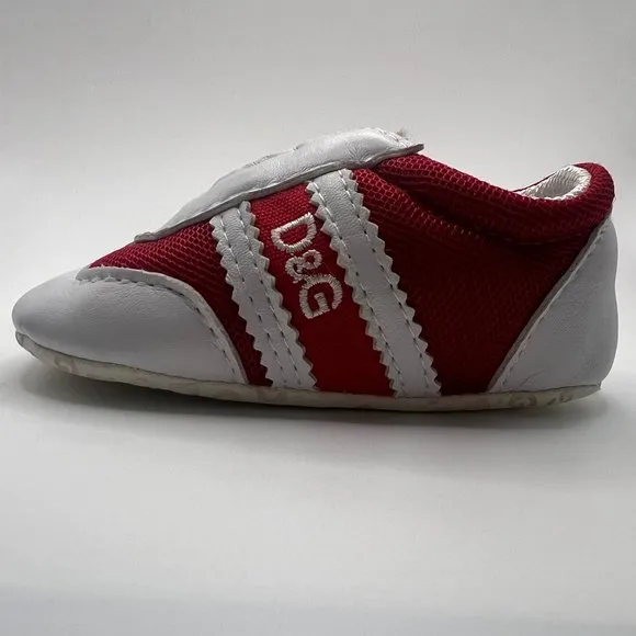 Size 3 Baby - Red and White Dolce &amp; Gabbana D&amp;G Athletic Bootie Shoes