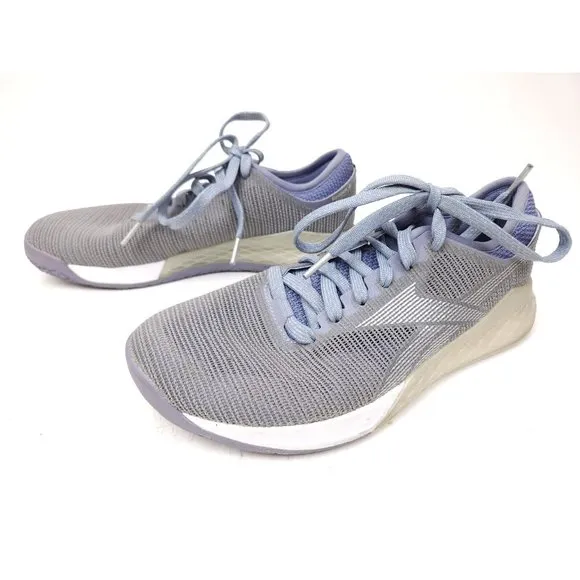 Size 8 Reebok Women's Nano 9 Gray white cross fit athletic tennis shoes DV6361