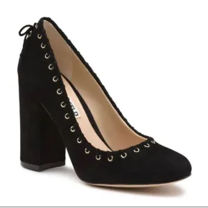 Size 8.5 Karl Lagerfeld Paris Woman Black Sugar Suede Leather Shoes