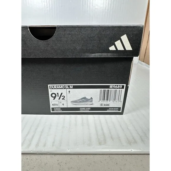 Size 9.5 Mens Adidas Duramo SL M Running Shoes Sneakers IE9689 Gray White NEW