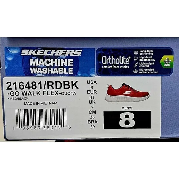 Skechers GoWalk Flex Quota Red Men's Athletic Shoes Size 8
