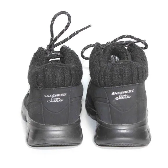 Skechers Synergy Winter Nights Black Mid High Suede Sneaker Boots Womens‎ Sz 8.5