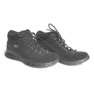 Skechers Synergy Winter Nights Black Mid High Suede Sneaker Boots Womens‎ Sz 8.5