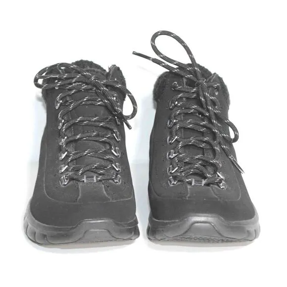 Skechers Synergy Winter Nights Black Mid High Suede Sneaker Boots Womens‎ Sz 8.5