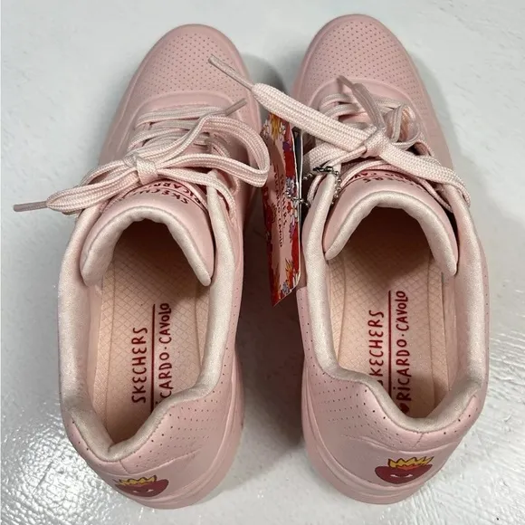 Skechers Uno Flaming Heart Ricardo Cavolo 177956 Pink Women Sz 9.5 Sneaker Shoes