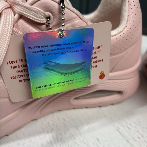 Skechers Uno Flaming Heart Ricardo Cavolo 177956 Pink Women Sz 9.5 Sneaker Shoes