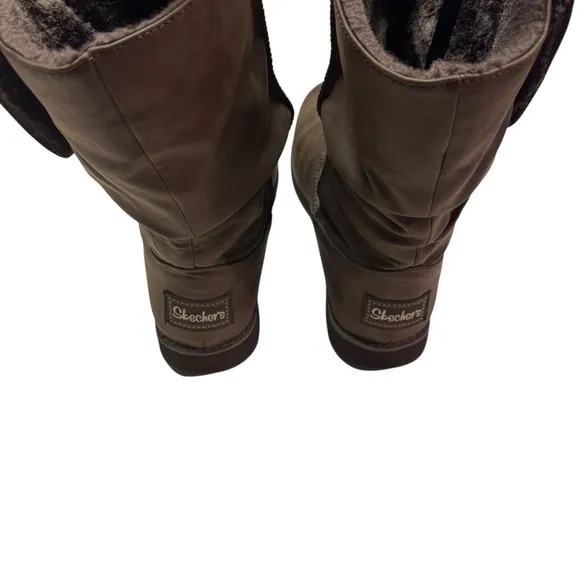 Skechers Women's Keepsakes Leatherette Mid Button Winter Boots Brown US Size 11