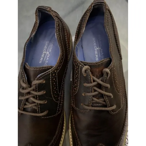 Skechers x Mark Nason Men's Wingtip Dress Shoes Size 10 Leather Chocolate Brown