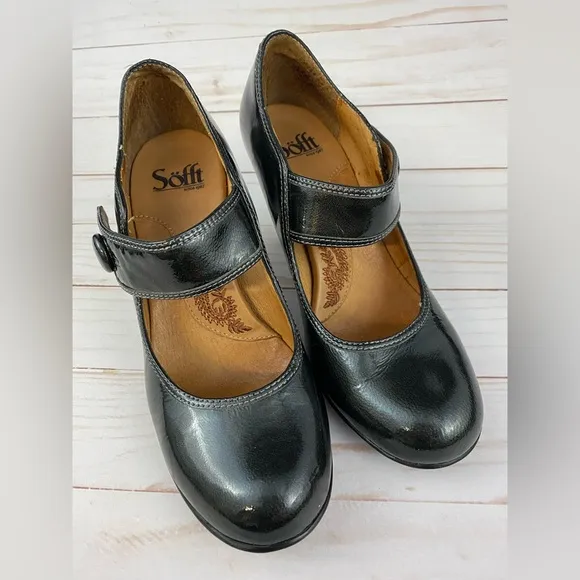 Sofft Women's Mary Jane Pumps Shoes Size 5.5 M Black Leather Söfft
