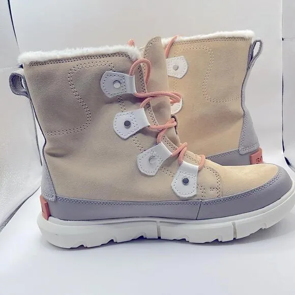 Sorel - Expolorer Classic Lace Up Winter Boots - Neutral Cream / Blue - 9