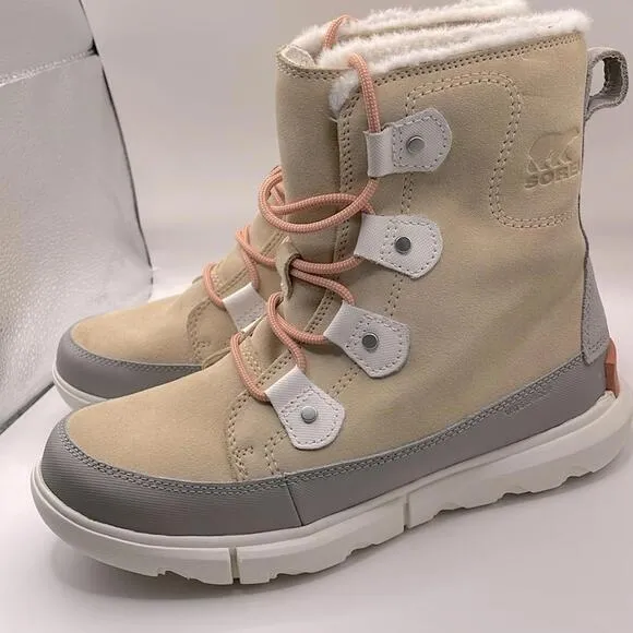 Sorel - Expolorer Classic Lace Up Winter Boots - Neutral Cream / Blue - 9