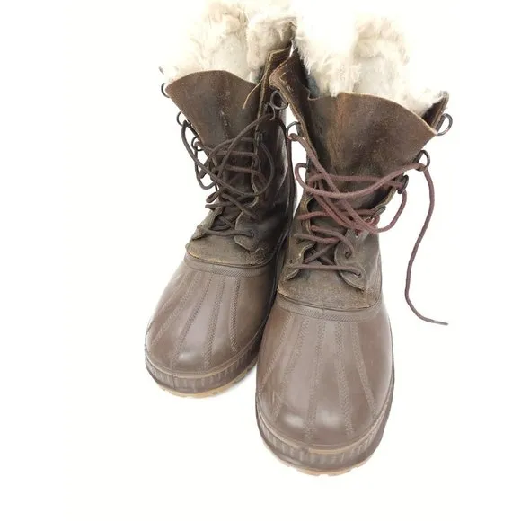 Sorel Kaufman Mens Size 10 Winter Lined Steel Shank Duck Boots Brown