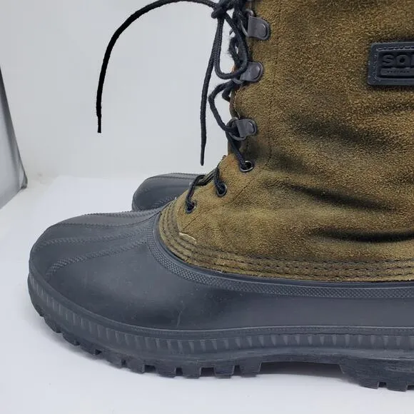 Sorel Kaufman winter boot in green suede uppers Size 11 Height is 11&quot; Tall