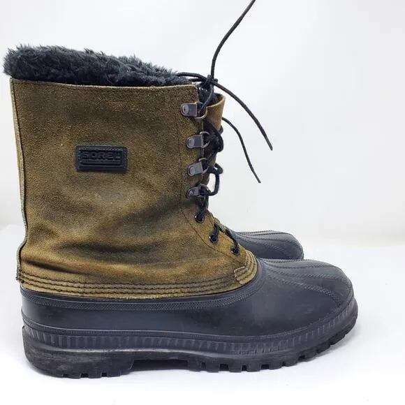 Sorel Kaufman winter boot in green suede uppers Size 11 Height is 11&quot; Tall