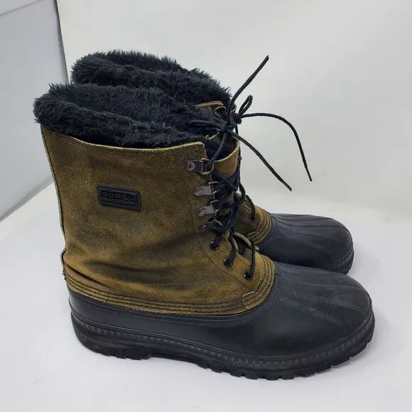 Sorel Kaufman winter boot in green suede uppers Size 11 Height is 11&quot; Tall