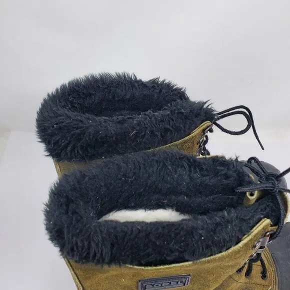 Sorel Kaufman winter boot in green suede uppers Size 11 Height is 11&quot; Tall