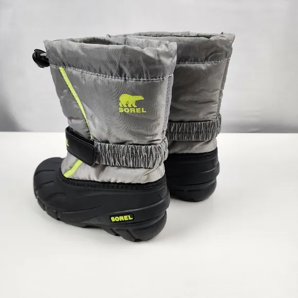 Sorel Kids Chrome Grey and Black Flurry Children Winter Boots Size 13