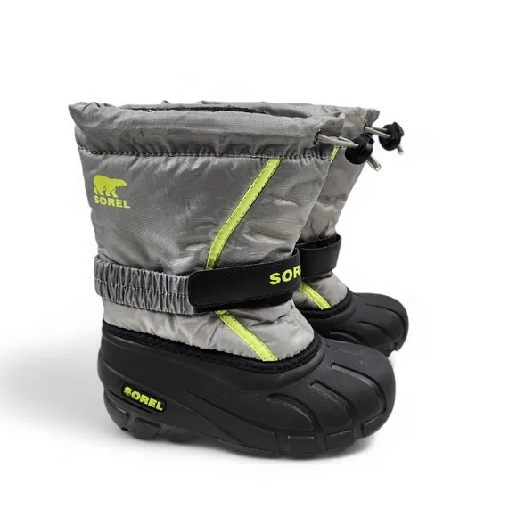 Sorel Kids Chrome Grey and Black Flurry Children Winter Boots Size 13