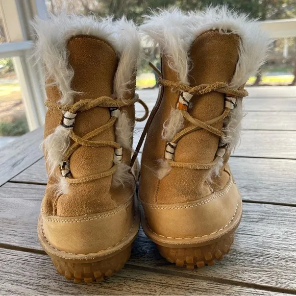 Sorel Malina Leather Fur Lined Winter Boots Womens Size 8