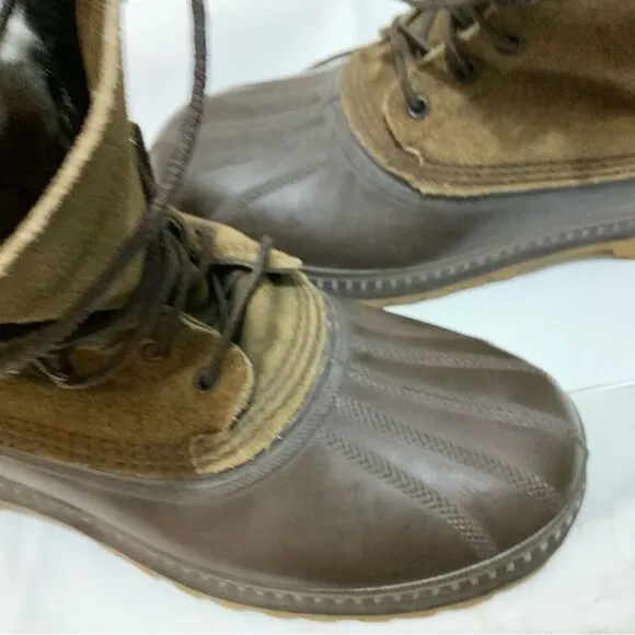 Sorel Men's Kaufman Boots Leather &amp; Rubber Winter Sz 10 Removable Liner Brown