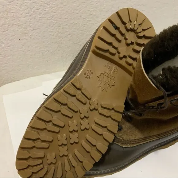 Sorel Men's Kaufman Boots Leather &amp; Rubber Winter Sz 10 Removable Liner Brown