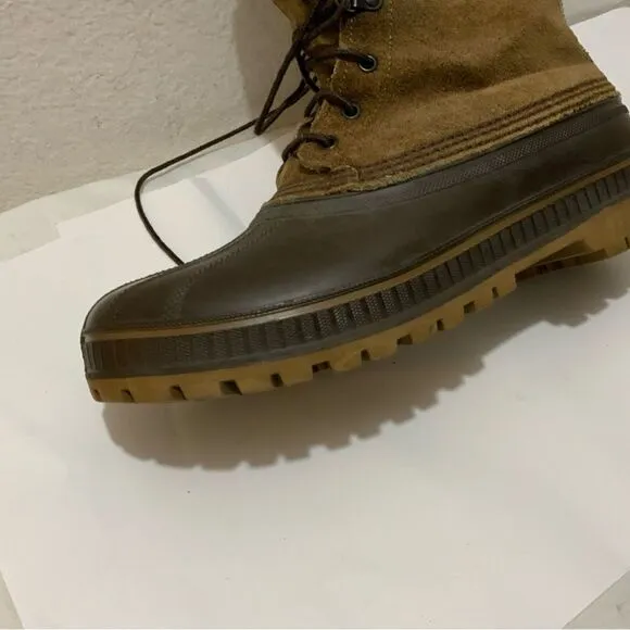 Sorel Men's Kaufman Boots Leather &amp; Rubber Winter Sz 10 Removable Liner Brown