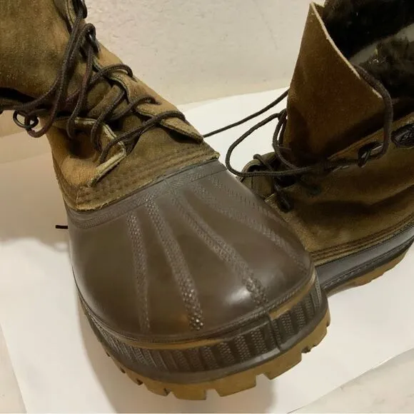 Sorel Men's Kaufman Boots Leather &amp; Rubber Winter Sz 10 Removable Liner Brown